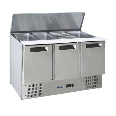 Třídveřový chlazený salátový stůl s odklápěcím víkem, Arktic, 368L, 230V/155W, 1365x700x(H)860mm | 236178
